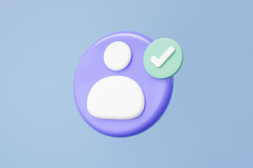 Poster - 3d personal online account approved checkmark unlock signin icon username password, profile name, se
