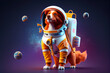 Nova scotia duck tolling retriever dog astronaut in space generative ai