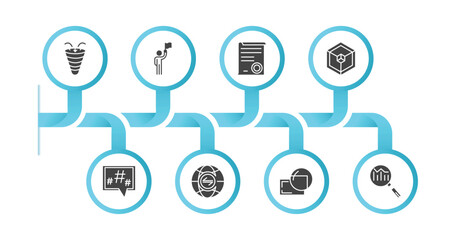 Poster - editable filled icons with infographic template. infographic for technology concept. included sales funnel, leading, declarations, frameworks, microblogging, internet traffic, retina display, search