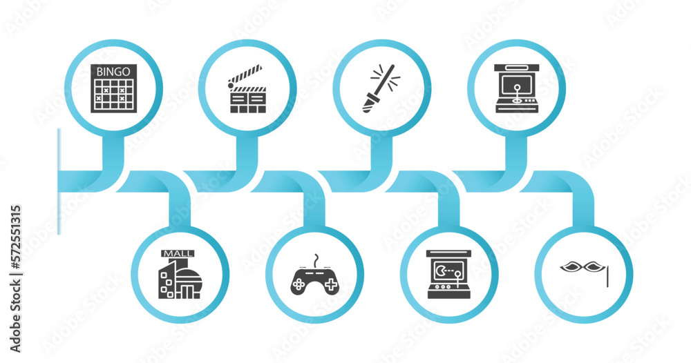 editable filled icons with infographic template. infographic for arcade ...