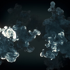 Poster - Highly realistic dark smoke digital illustration. Abstract background 3d render
