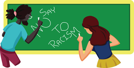 Black Lives Matter, BLM, No Racism, Statement. Young African Americans: man and woman against racism. Black citizens are fighting for equality. 