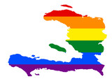 Fototapeta  - LGBT flag map of the Haiti. PNG rainbow map of the Haiti in colors of LGBT (lesbian, gay, bisexual, and transgender) pride flag.