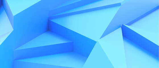 Aufkleber - Creative idea. Abstract Geometric shapes background. Futuristic Triangular and Low poly concept for wireframe with banner template on Dark Blue. banner, copy space, banner, website -3d Rendering