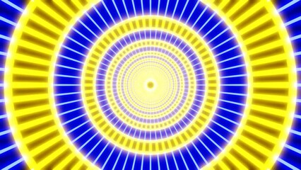 Poster - abstract yellow and blue shi fi ruond tunnel, looping animation, screensaver, motion grapphic 