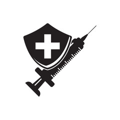 Poster - Syringe symbol in medical simple icon illustration design template.