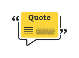 Quote box frame icon in flat style. Dialogue speech bubble vector illustration on isolated background. Talk message sign business concept.