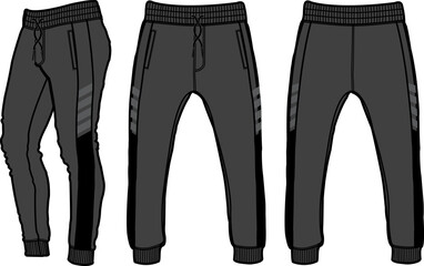 Jogger Fashion Flat Template Vector Sketch