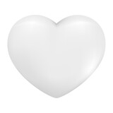 Fototapeta Zachód słońca - Hand drawn realistic 3d heart. Decorative spring romantic icon love symbol. Happy Valentines Day icon of white heart. Abstract vector illustration isolated on white background