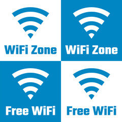 Poster - wifi zone signs set, free wifi icons