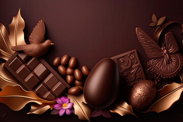 Wall Mural - Easter chocolate figures. Generative AI