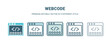 © Abstract - webcode icon in 5 different style. Outline, filled, two color, thin webcode icon isolated on white background. Editable vector can be used web and mobile