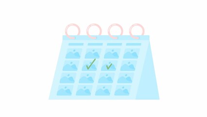 Poster - Animated monthly desk calendar. Flat cartoon style icon 4K video footage. Social media posting schedule tracking color illustration on white background with alpha channel transparency for animation