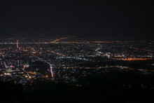 Night City Scape At Top View Point Of Chiang Mai, Thailand.