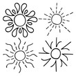 © Mar - Doodle outlines of the sun. Vector drawing of sunbeams. Variety of sunbeams