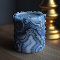 Wall Mural - blue lace agate pattern candle. Generative AI image.