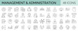 Set of 48 line icons related to management and administration. Editable stroke. Vector illustration