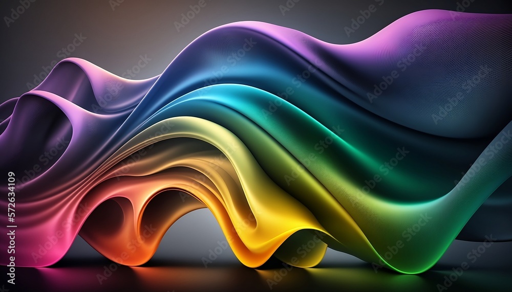 3d render, abstract background with wavy ribbons - Generative AI Stock ...
