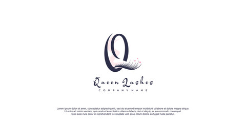 Wall Mural - Beauty lashes logo with initial letter Q concept and unique style design icon premium vector