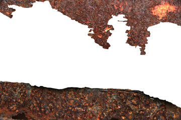 the old zinc for the wall is rusty and dirty isolated on white background.