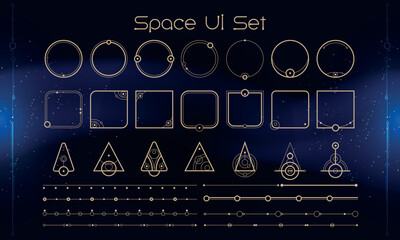 Wall Mural - set of tribal user interface elements. space ethnic hud. good for game ui. vector illustration eps10
