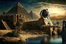 Generative Ai The Great Pyramids And The Sphinx In Ancient Egypt