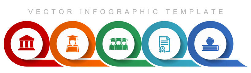 Aufkleber - Learning and study icon set, miscellaneous icons such as building, student, diploma and book with apple for webdesign and mobile applications, flat design infographic vector template in eps 10