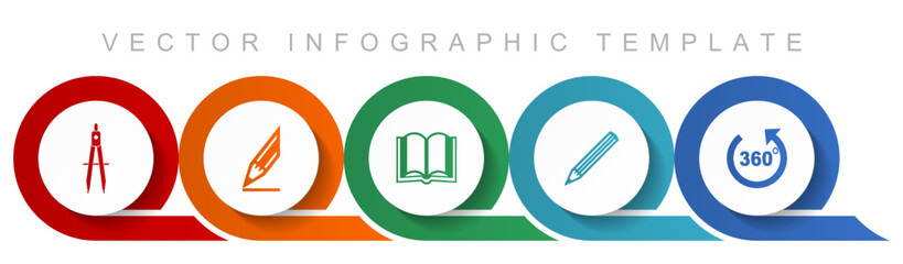 Poster - Education icon set, miscellaneous icons such as calippers, pencil, book and 360 degree for webdesign and mobile applications, flat design infographic vector template in eps 10