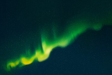 Sticker - green aurora borealis. dark night starry sky and bright polar lights