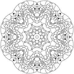 Wall Mural - Hand drawn zentangle circular ornament for coloring page.