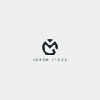 Alphabet letter MG GM logo minimal monogram icon design vector template