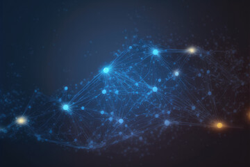 Poster - blue technology abstract background of connection network. peculiar ai generative image.