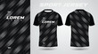 black soccer jersey or football jersey template design for sportswear. Football t-shirt mockup