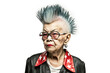 © ADDICTIVE STOCK - Generative AI illustration aged female with spiked hairstyle