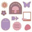 Sticker set with nature illustrations, inspirational quotes, general use banners and graphics. They have a vintage feel to them.