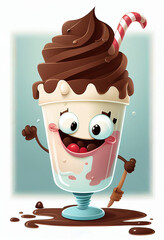 Wall Mural - milkshake cartoon character