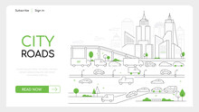 City Roads - Thin Line Design Style Vector Web Banner