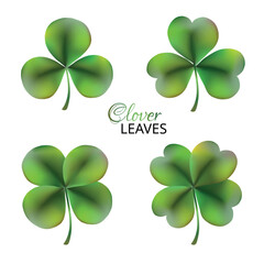 Wall Mural - Set of clover leaves. Shamrock leaves. Elements for Saint Patricks Day.