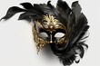 Generative ai venetian carnival mask with black feathers