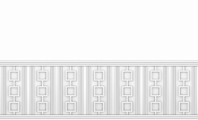 Poster - 3d rendering. luxurious White wood square shape pattern vintage design wall background.