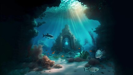 the lost city of atlantas hidden beneath a tropical ocean in a 3d looping clip