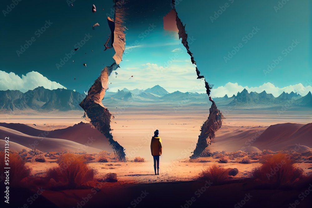 Generative AI illustration of a mind in flux, a surreal digital artwork ...