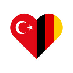 Wall Mural - unity concept. heart shape icon of turkey and germany flags. PNG