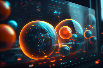 Fototapete - Abstract technology digital data and big data background created with Generative Ai