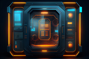 Fototapete - Abstract technology digital data and big data background created with Generative Ai