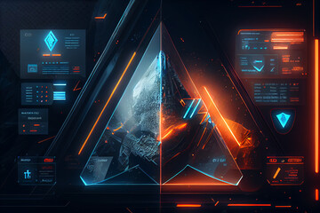 Fototapete - Abstract technology digital data and big data background created with Generative Ai