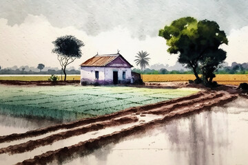 Wall Mural - incredible india a beautiful rice patty farm fantastic 
 Generative AI