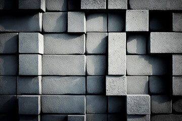 Wall Mural - Industrial Chic: Gray Concrete Block Wall Background - Generative AI