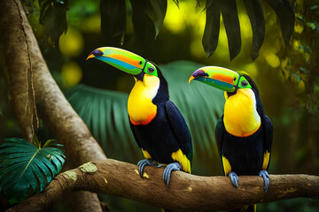 toucan beautiful two bird. generative ai