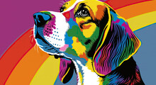 Beagle Pop Art Colorful - Generative AI